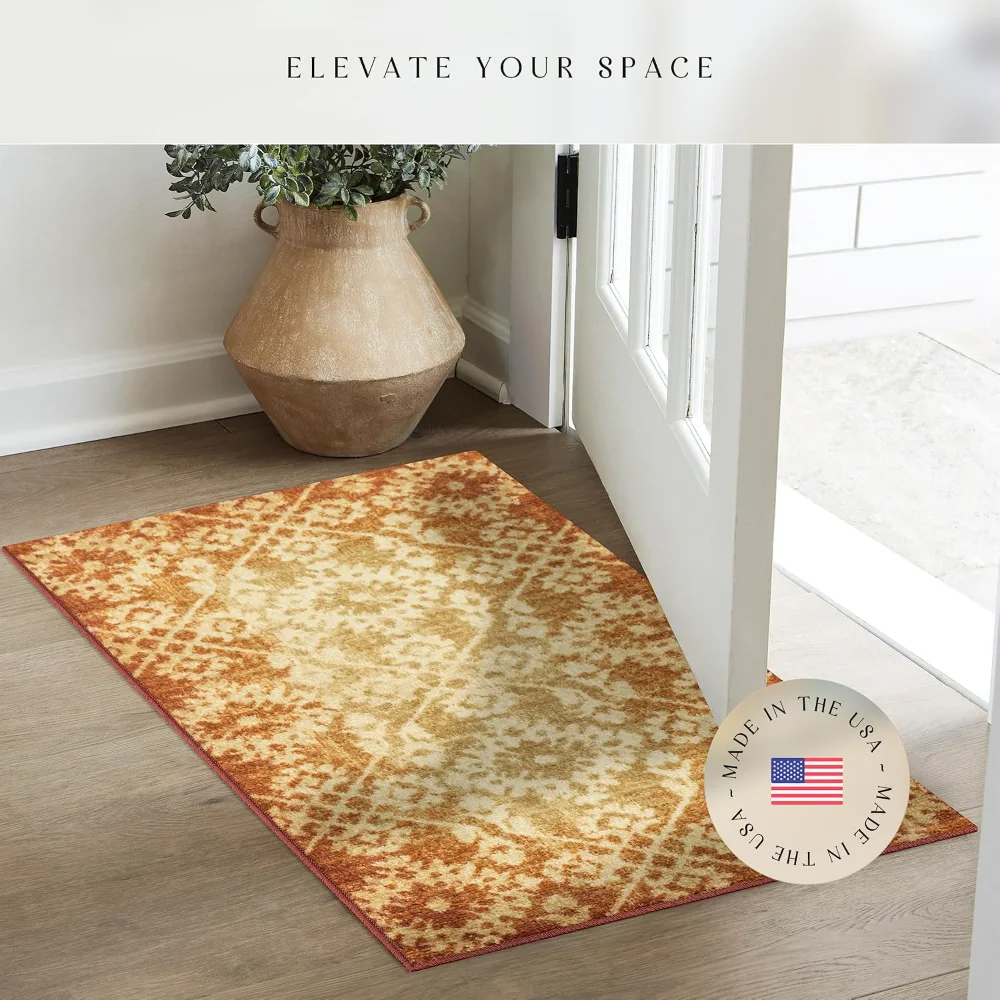 Arden Vintage Distressed Accent Rug, 1'8" x 2'10", Gold, view 3