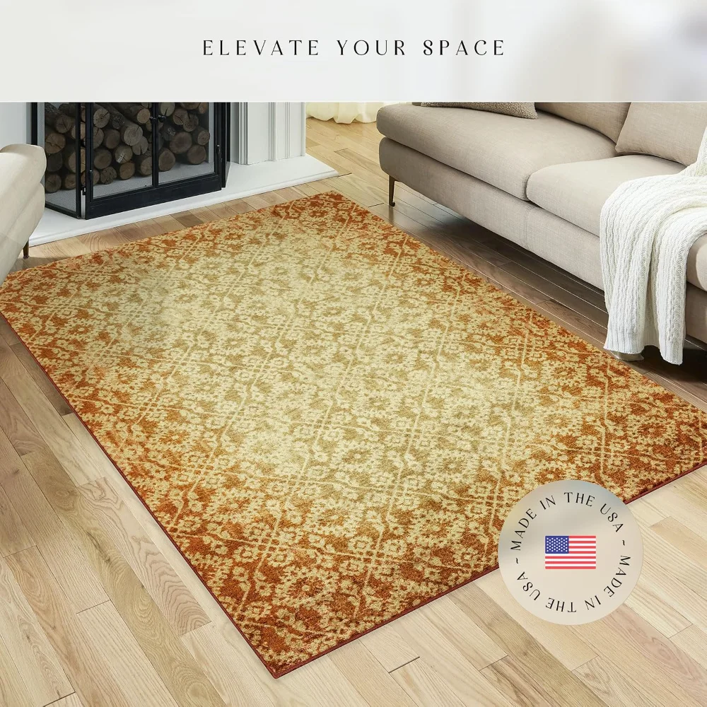 Arden Vintage Distressed Area Rug, 4'9" x 7', Gold, view 3