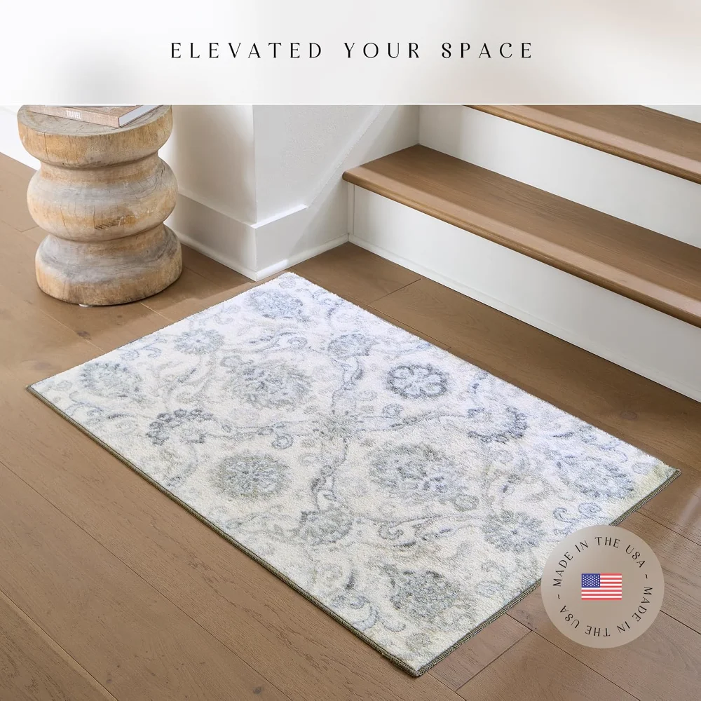 Blooming Damask Accent Rug, 46" x 30", Grey, view 3