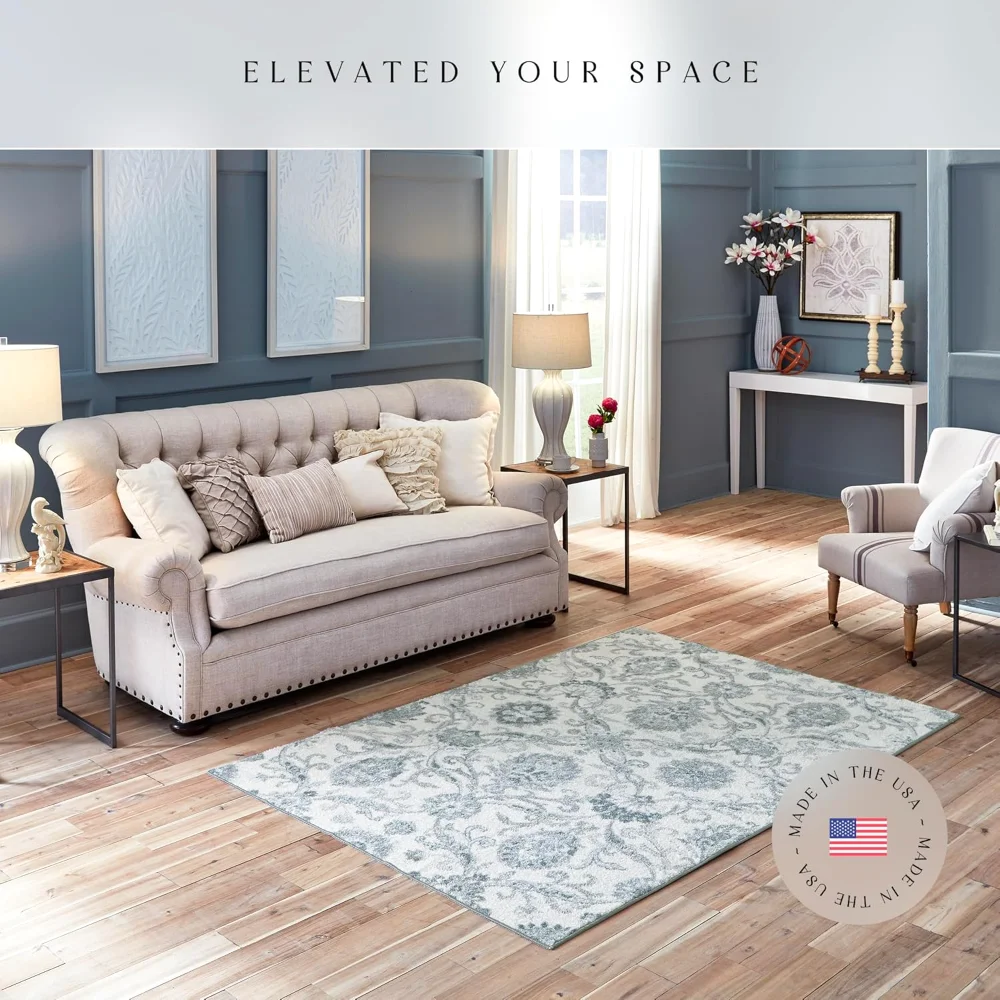 Blooming Damask Pet Mat, 5' x 7', Grey, view 3