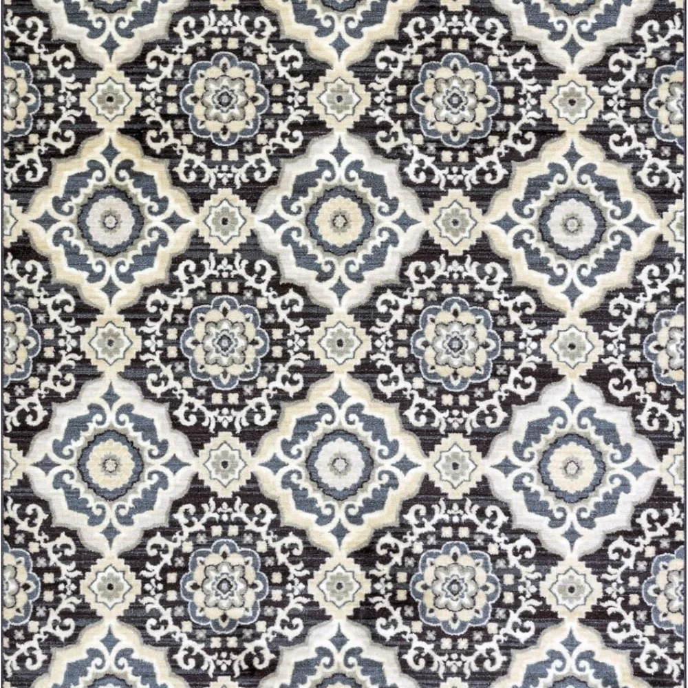 Camilla Medallion Pet Mat, 4'9" x 7', Cream
