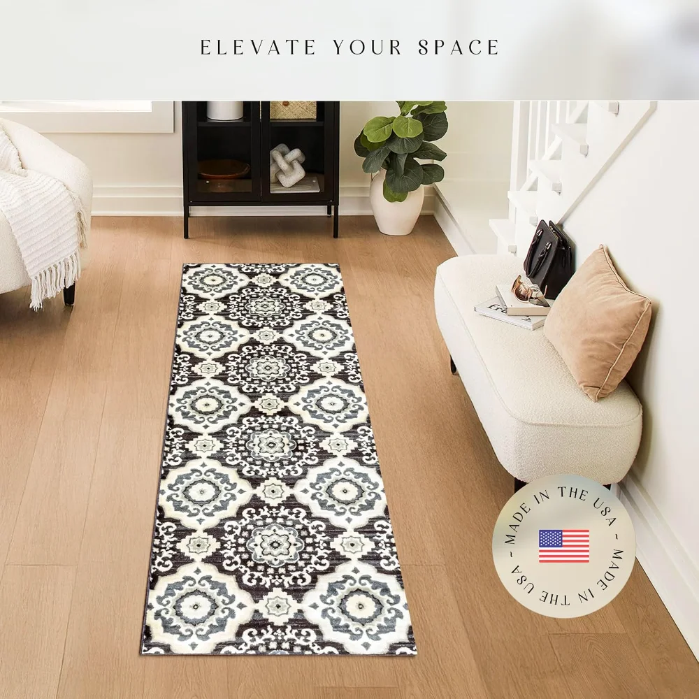Camilla Medallion Runner, 2' x 6', Cream, view 2