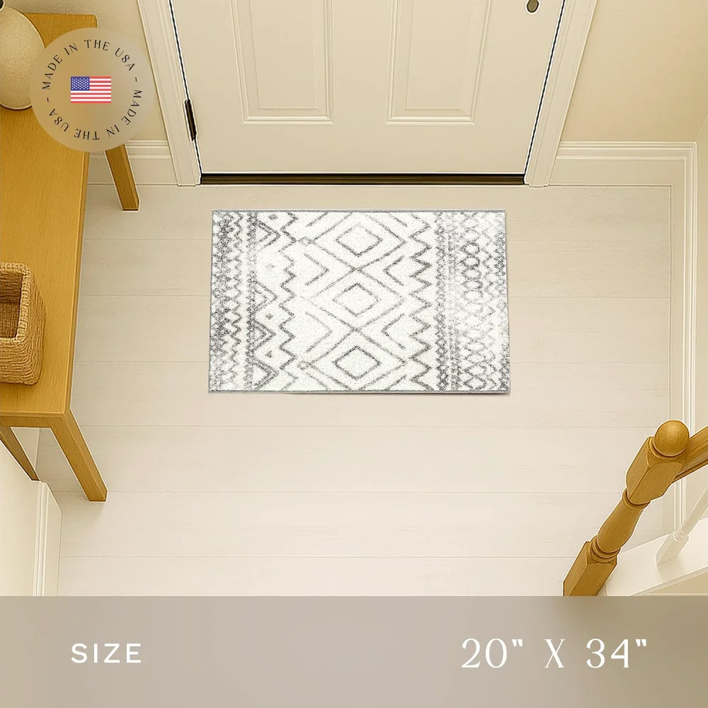 Diamond Distressed Moroccan Accent Rug, 1'8" x 2'10", Ivory, view 2