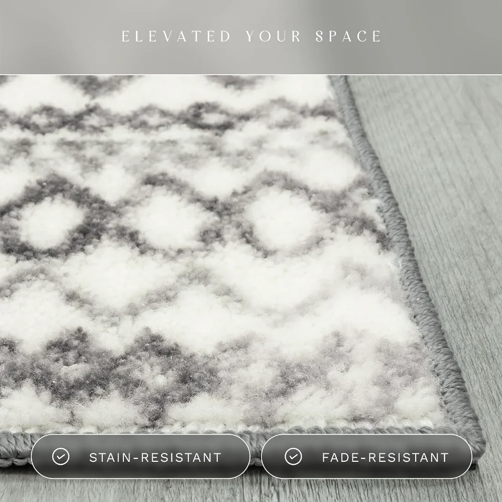 Diamond Distressed Moroccan Accent Rug, 1'8" x 2'10", Ivory, view 5