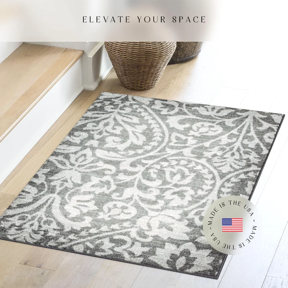 Exeter Floral Accent Rug, 2'6" x 3'10", Grey, view 3