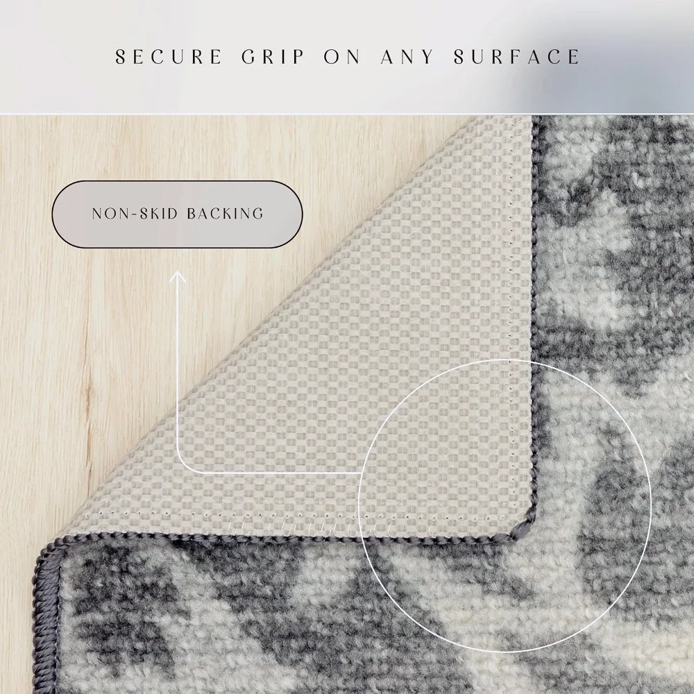 Exeter Floral Area Rug, 4'9" x 7', Grey, view 5