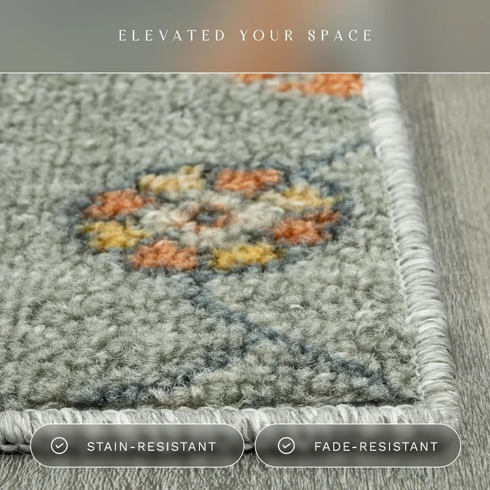 Fleur Contemporary Motif Livingroom & Bedroom Area Rug, 4'9" x 7', Radiant Grey, view 5