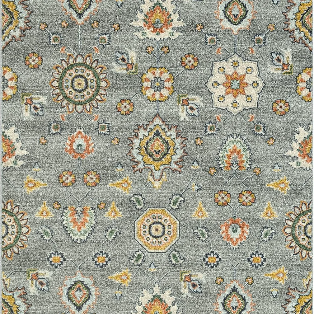 Fleur Contemporary Motif Livingroom & Bedroom Area Rug, 4'9" x 7', Radiant Grey