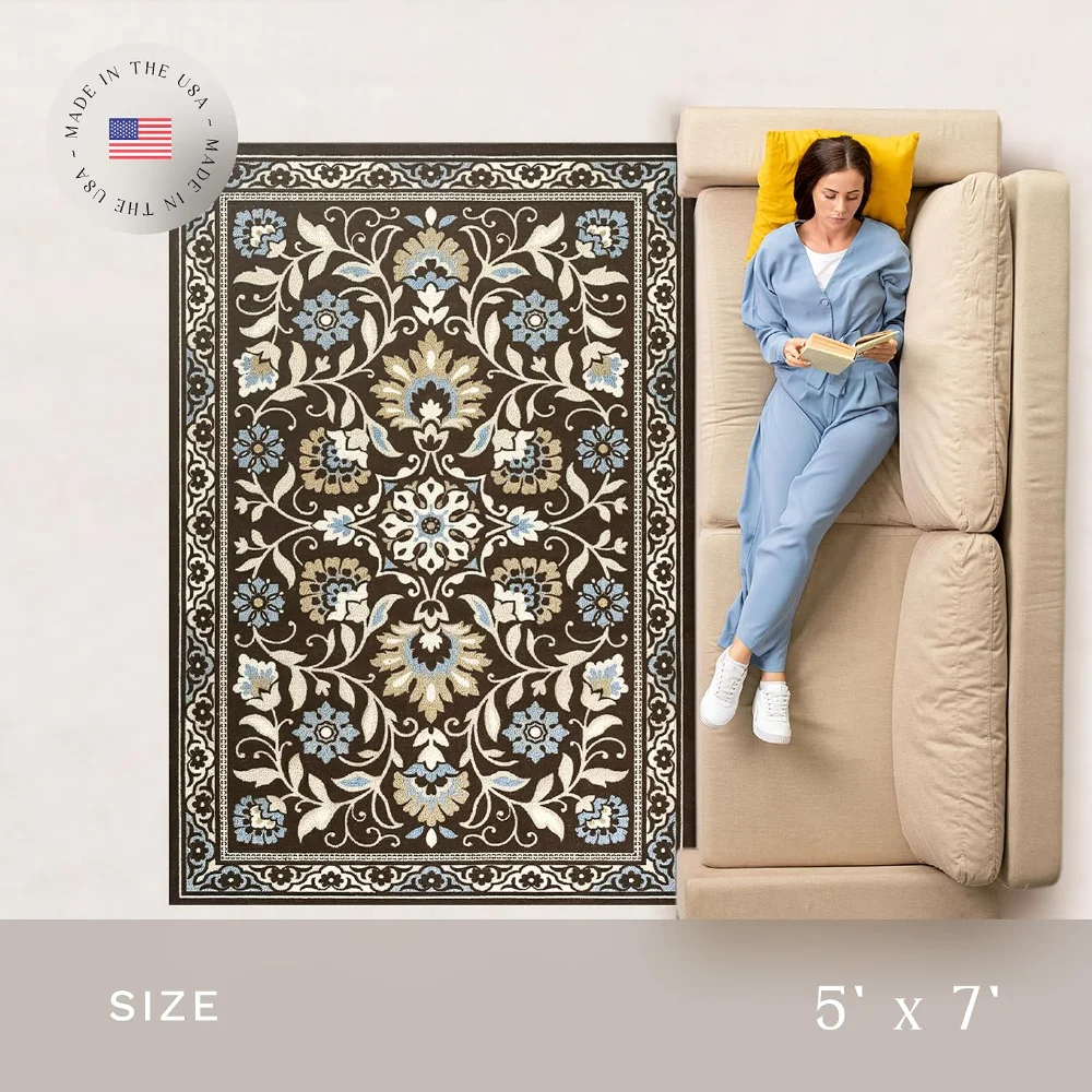 Florence Area Rug, 5' x 7', Coffee Brown, view 4