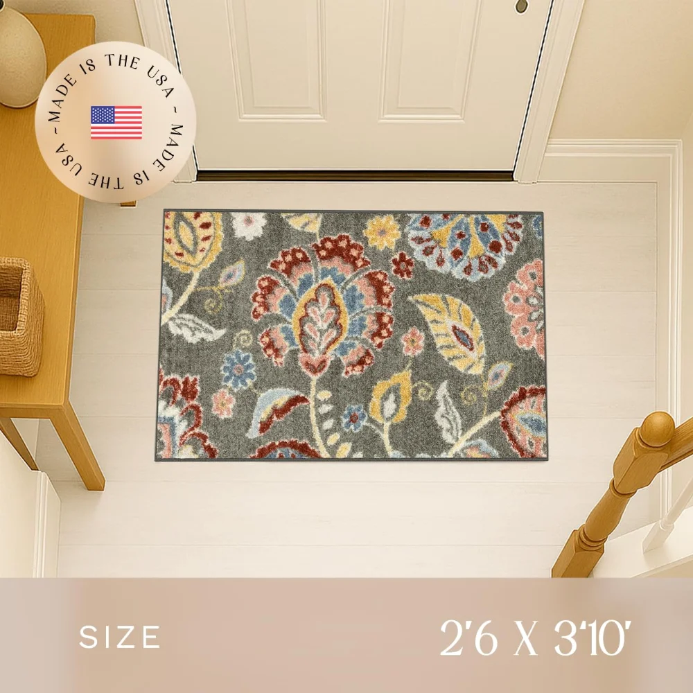 Gardena Floral Accent Rug, 2'6" x 3'10", Grey, view 2