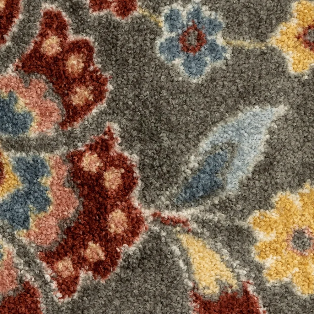 Gardena Floral Runner, 2' x 6', Grey, view 7