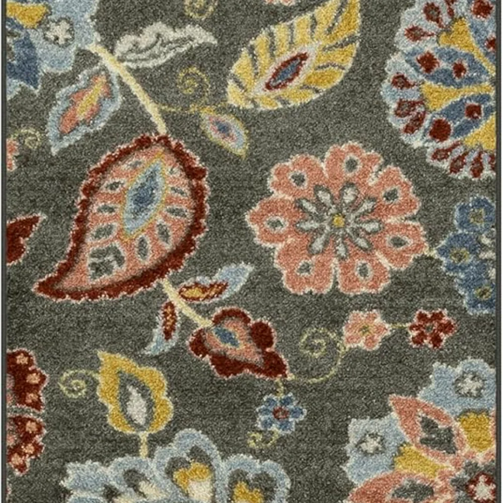 Gardena Floral Runner, 2' x 6', Grey