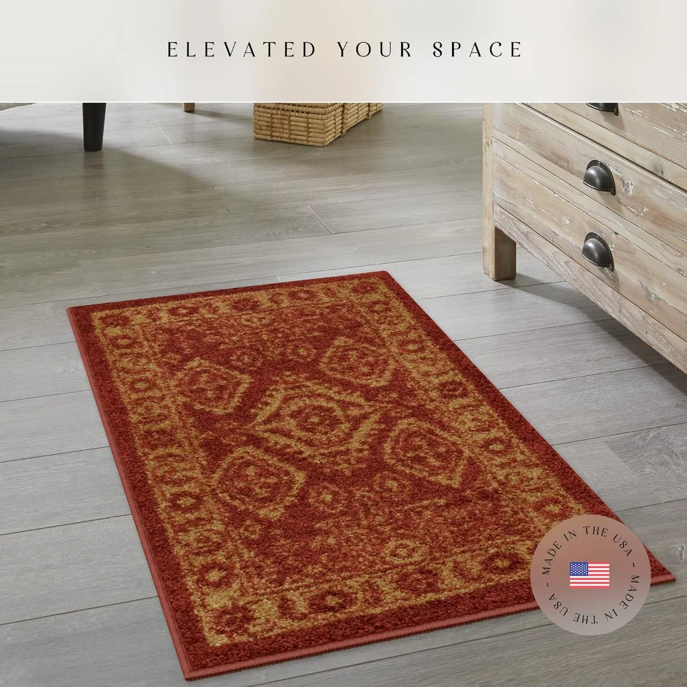 Georgina Traditional Accent Rug, 1'8" x 2'10", Red, view 4