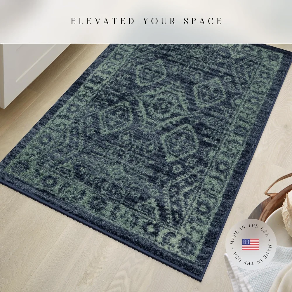Georgina Traditional Accent Rug, 2'6" x 3'10", Navy, view 3