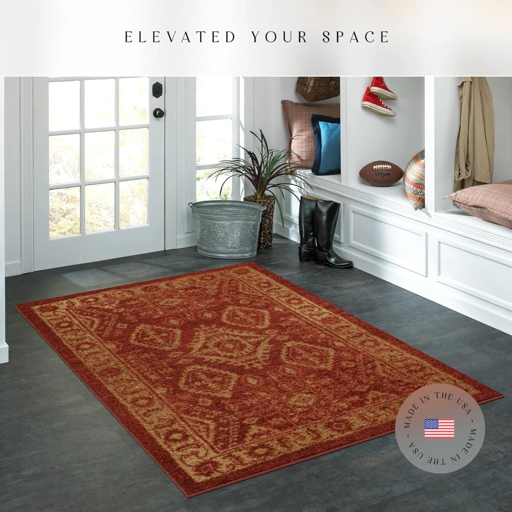 Georgina Traditional Accent Rug, 3'4" x 5', Red, view 3