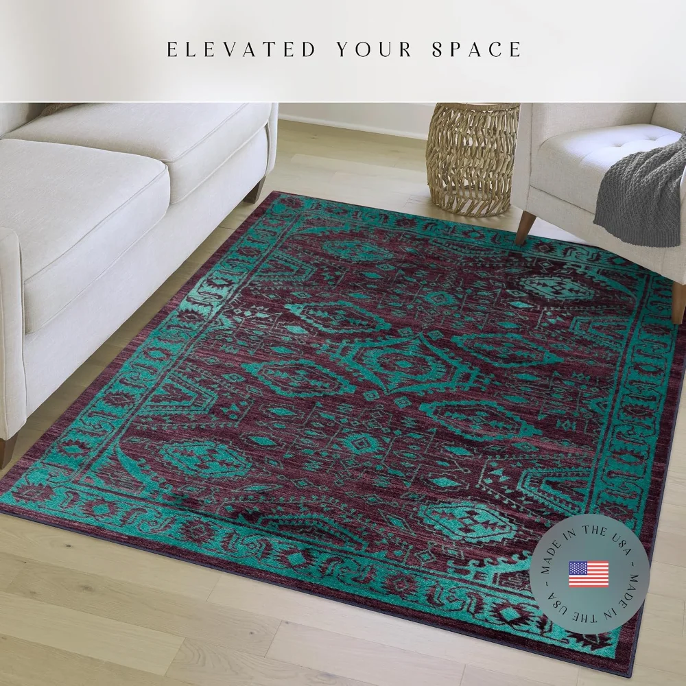 Georgina Traditional Accent Rug, 3'4" x 5', Wineberry, view 2