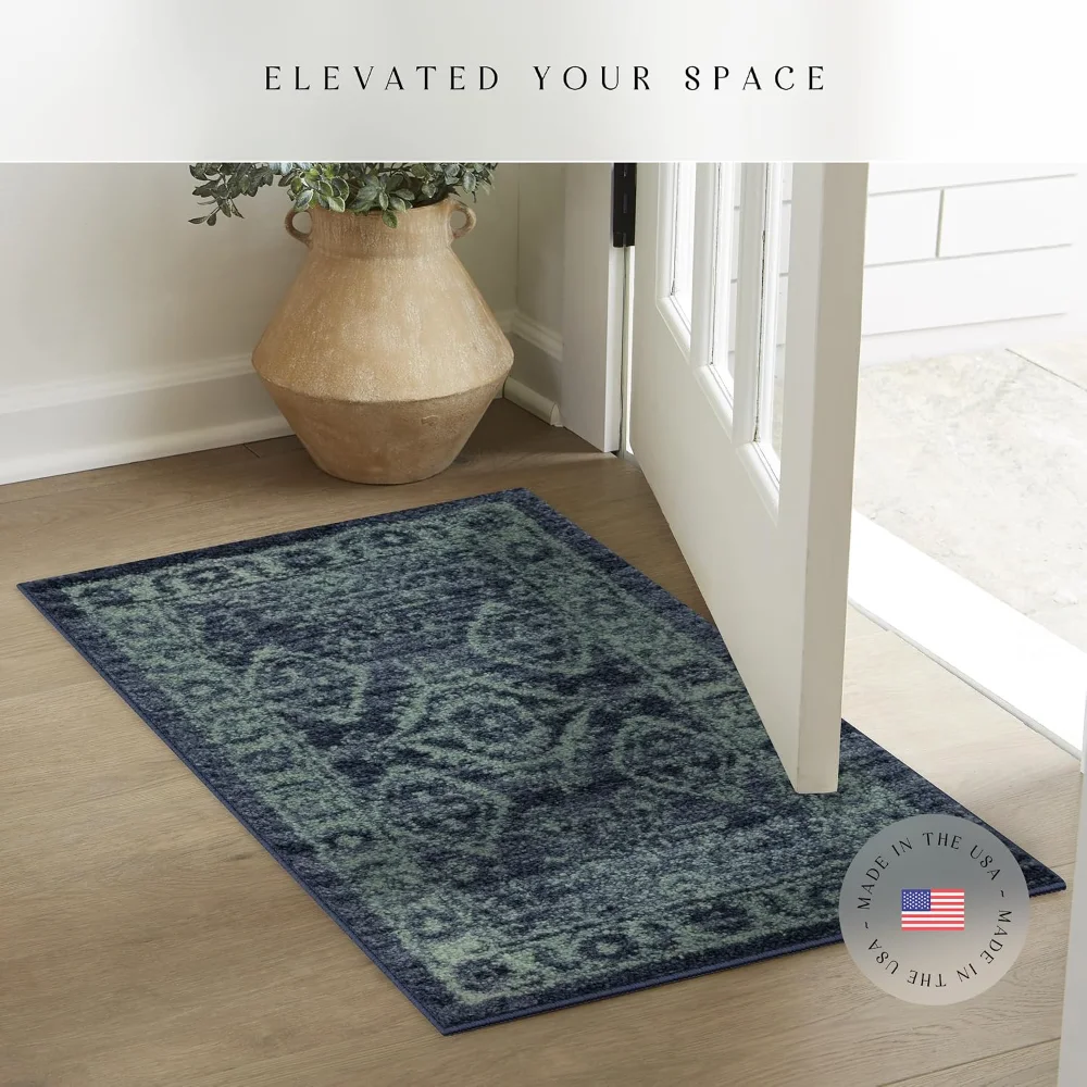 Georgina Traditional Area Rug, 4'9" x 7', Navy, view 3