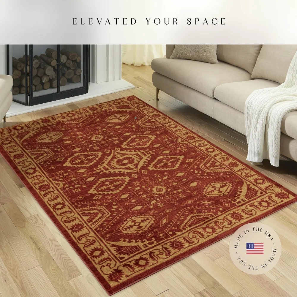 Georgina Traditional Area Rug, 4'9" x 7', Red, view 3
