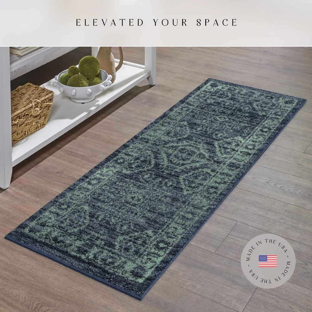 Georgina Traditional Runner, 1'8" x 5', Navy, view 2