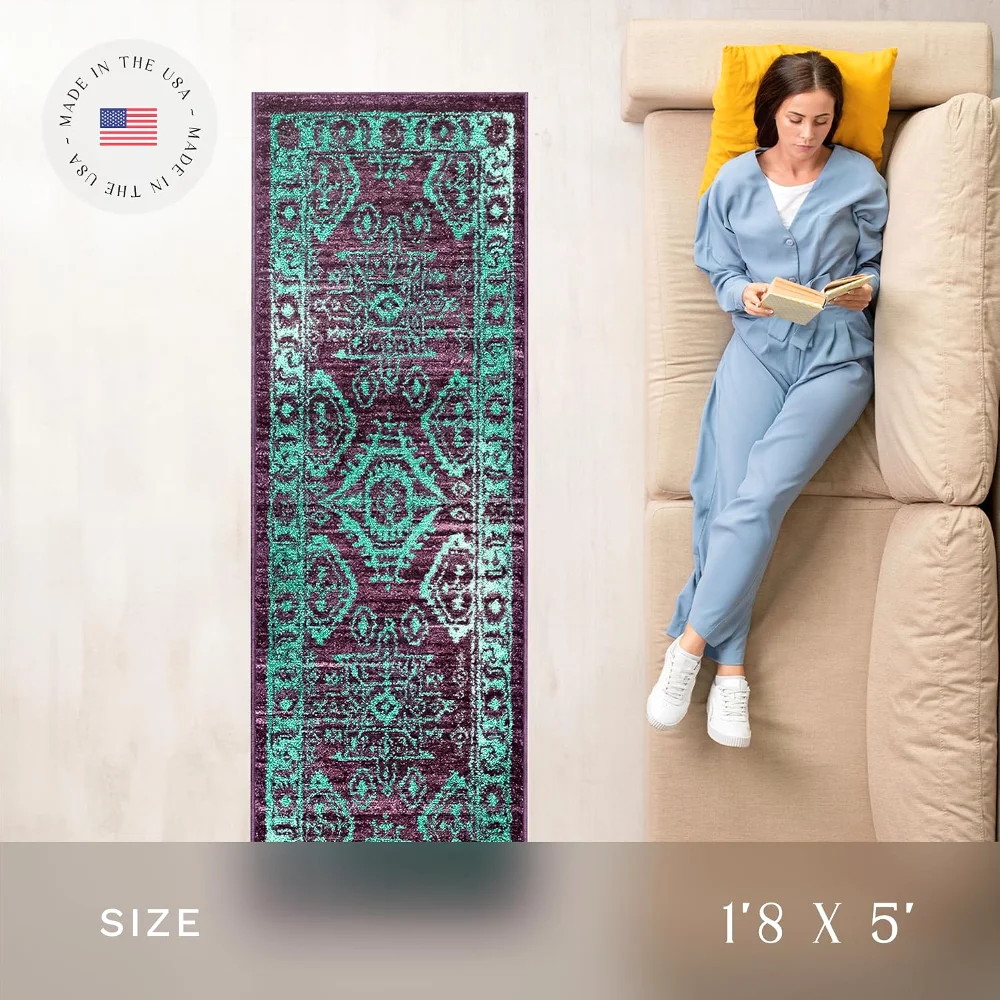 Georgina Traditional Runner, 1'8" x 5', Wineberry, view 4