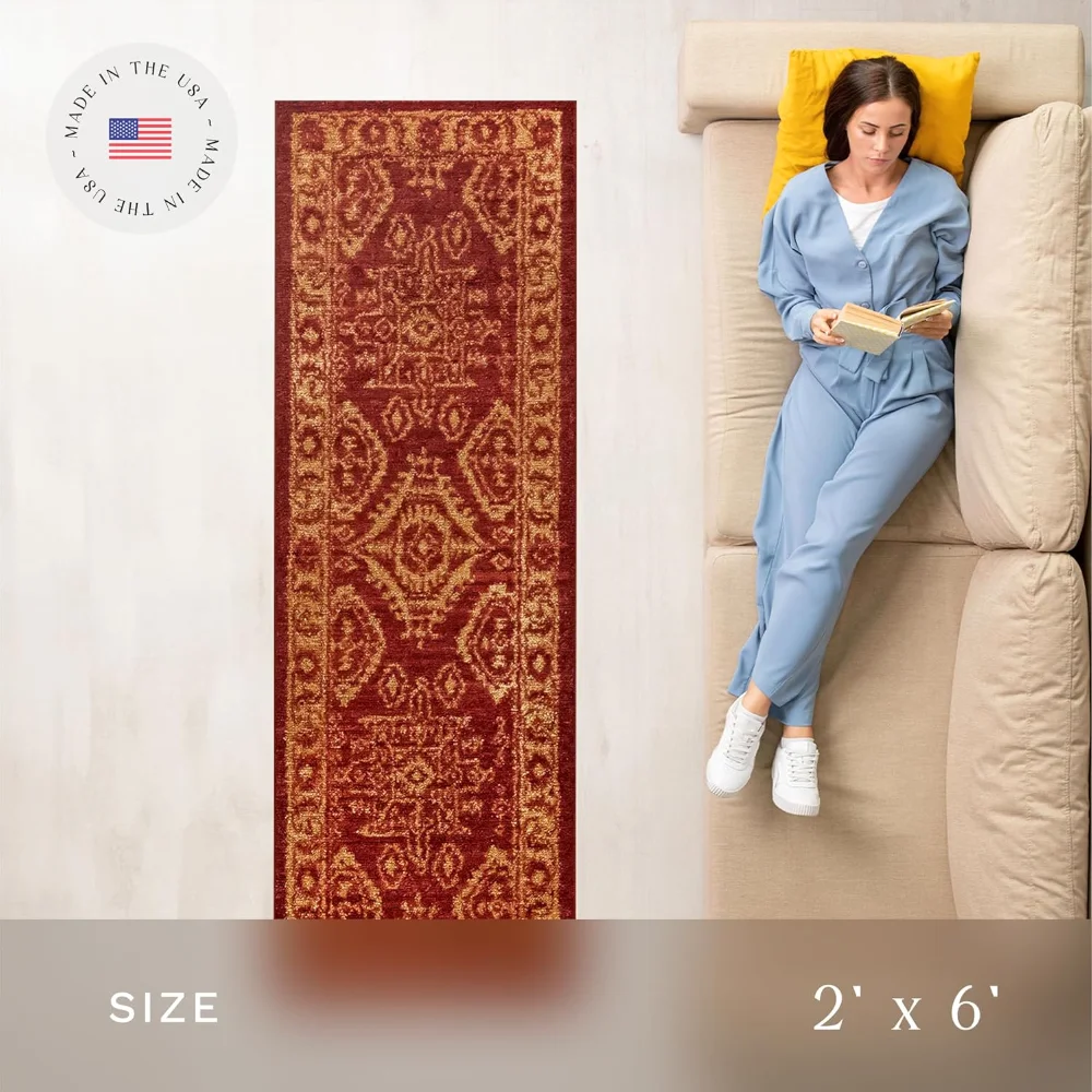 Georgina Traditional Runner, 2' x 6', Red, view 3