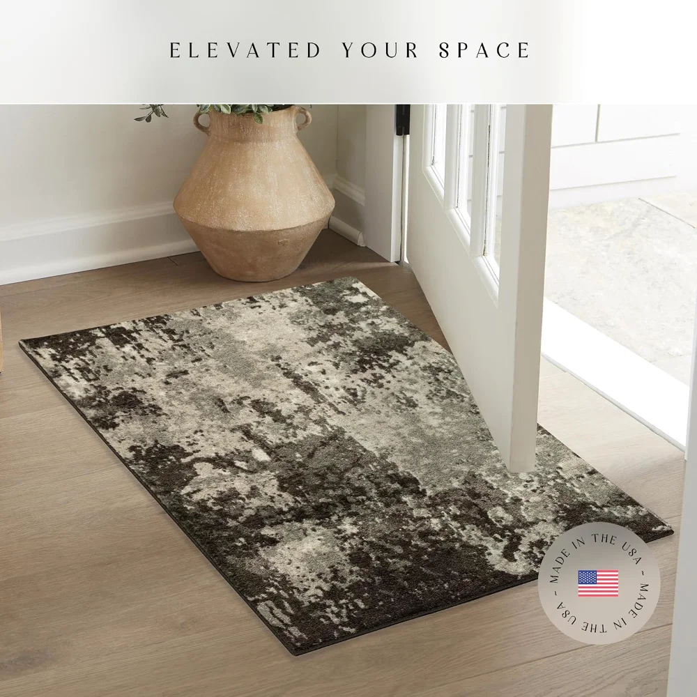 Horizon Modern Abstract Accent Rug, 1'8" x 2'10", Midnight Black, view 3