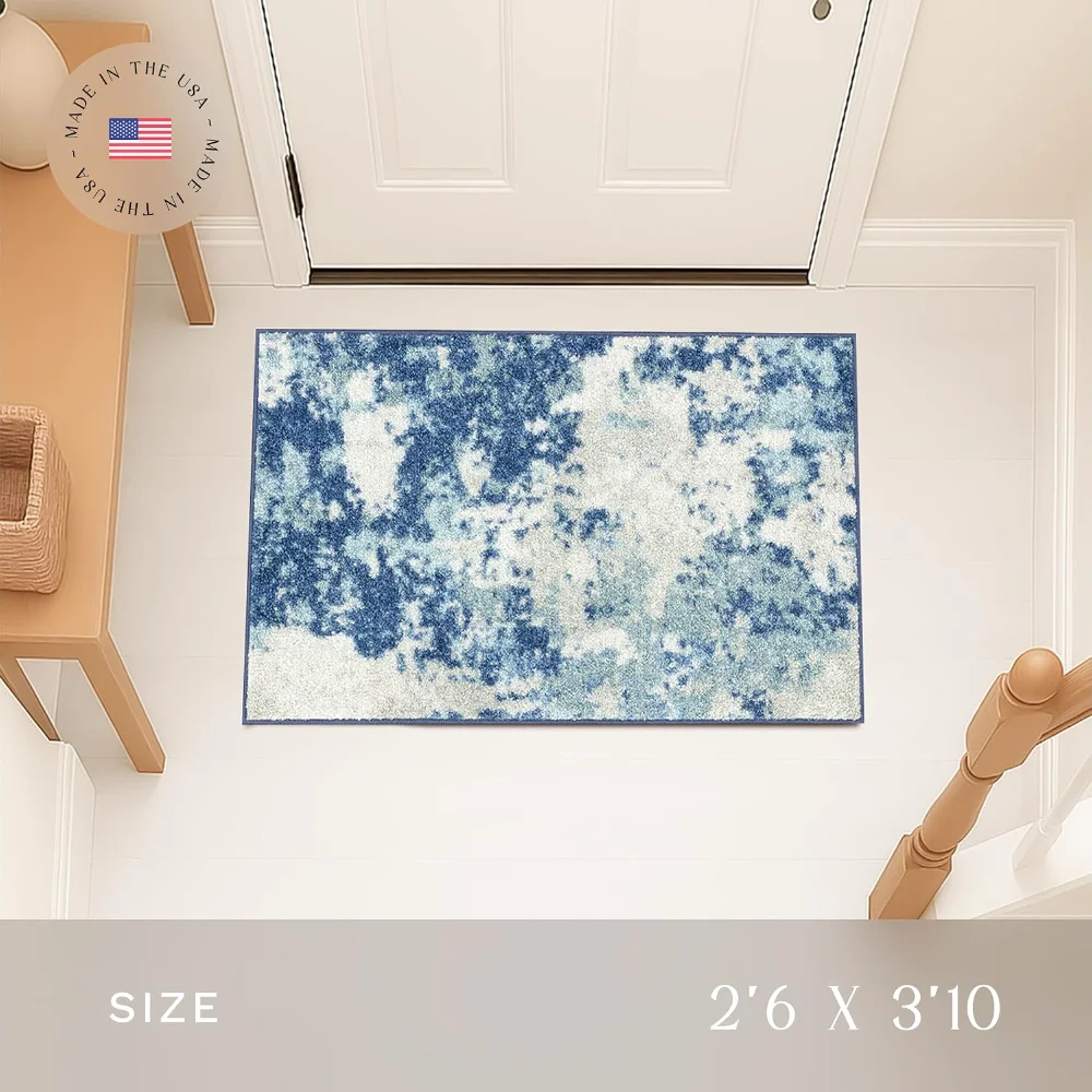 Horizon Modern Abstract Accent Rug, 2'6" x 3'10", Arctic Blue, view 2