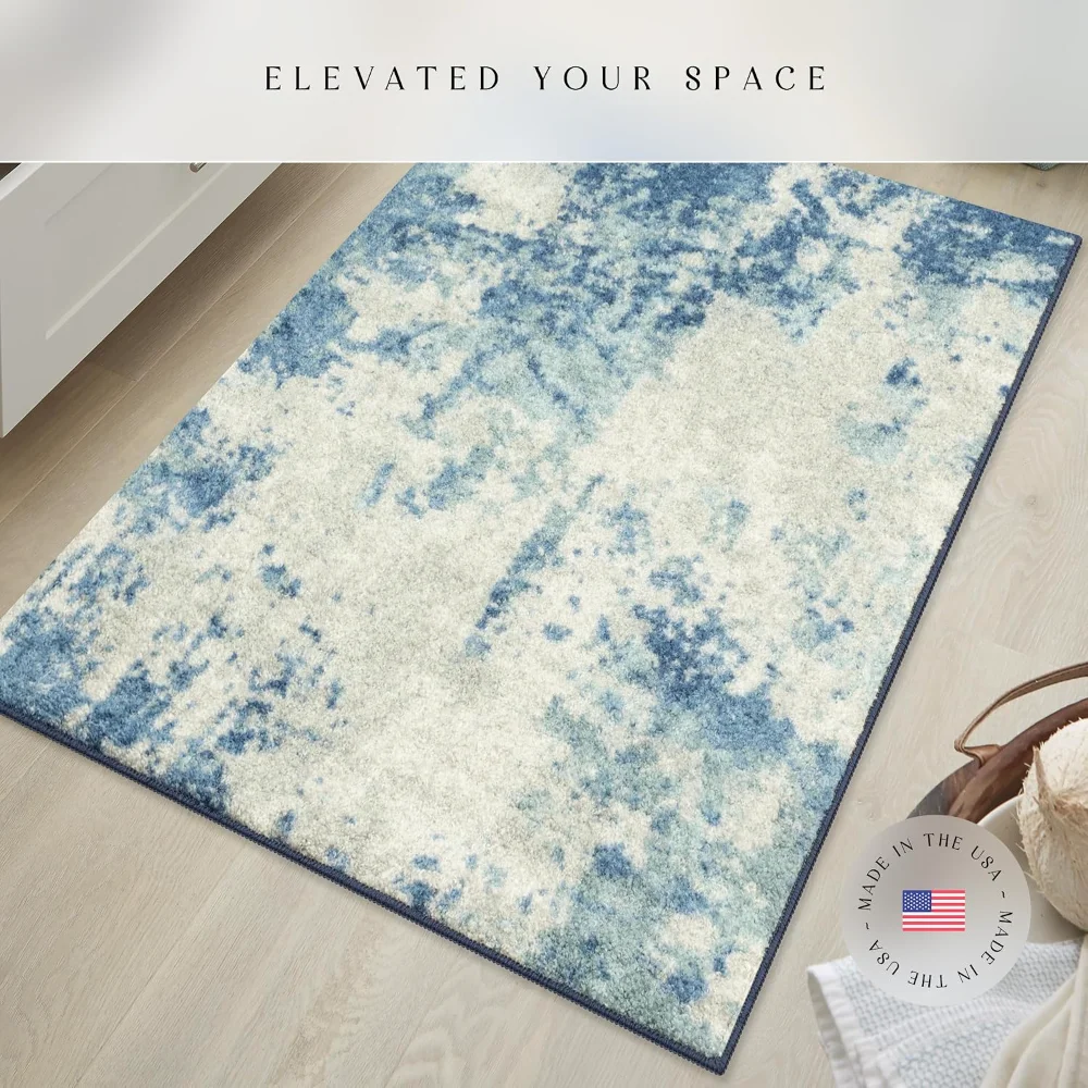 Horizon Modern Abstract Accent Rug, 2'6" x 3'10", Arctic Blue, view 4