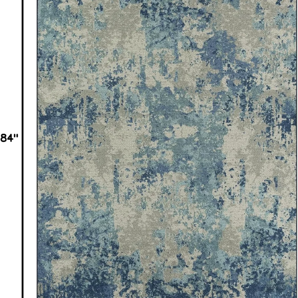 Horizon Modern Abstract Pet Mat, 4'9" x 7', Arctic Blue, view 2