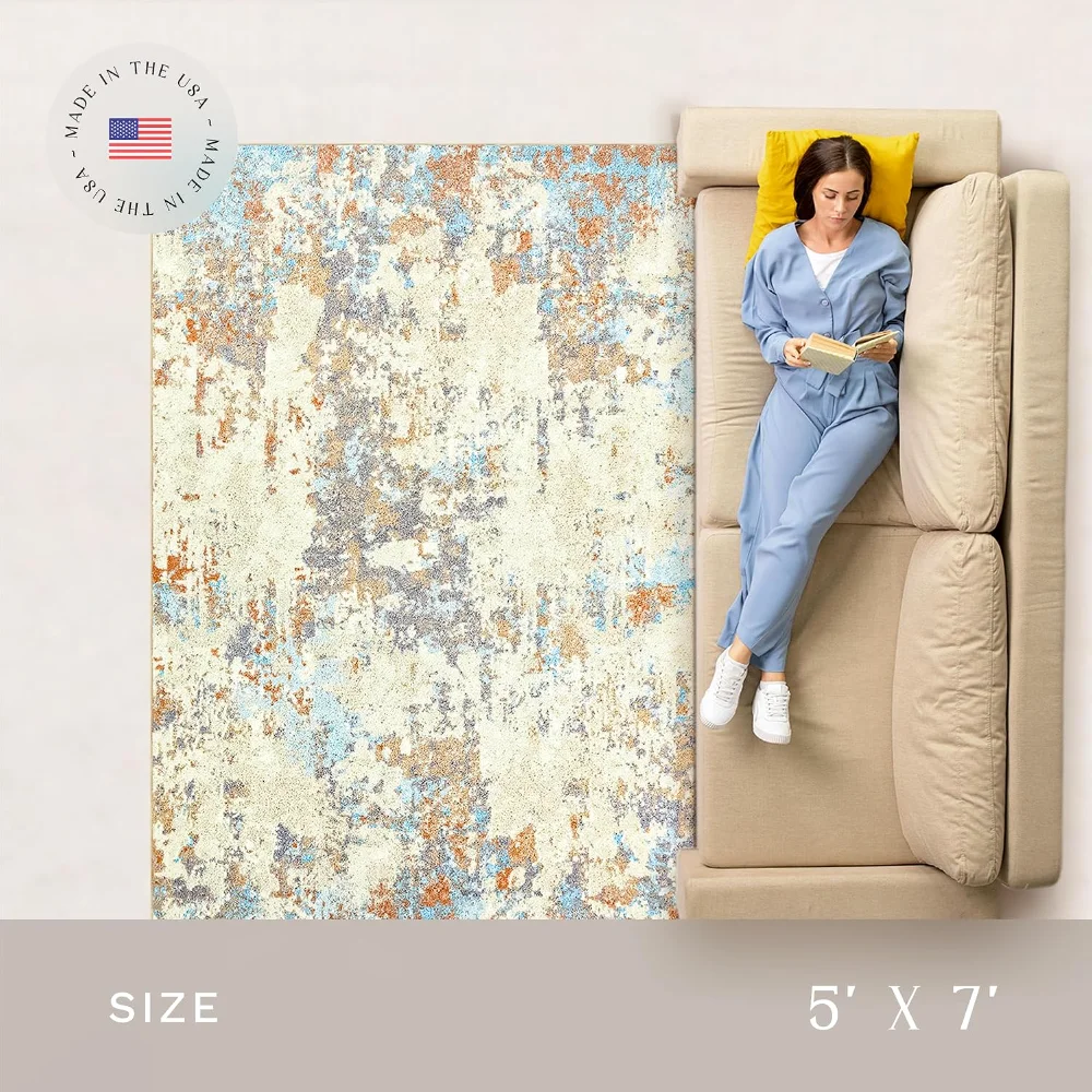 Horizon Modern Abstract Pet Mat, 4'9" x 7', Desert Sand, view 4