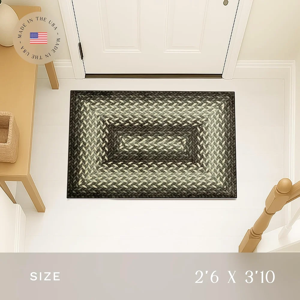 Marion Bohemian Braided-Style Print Accent Rug, 2'6" x 3'10", Black, view 2
