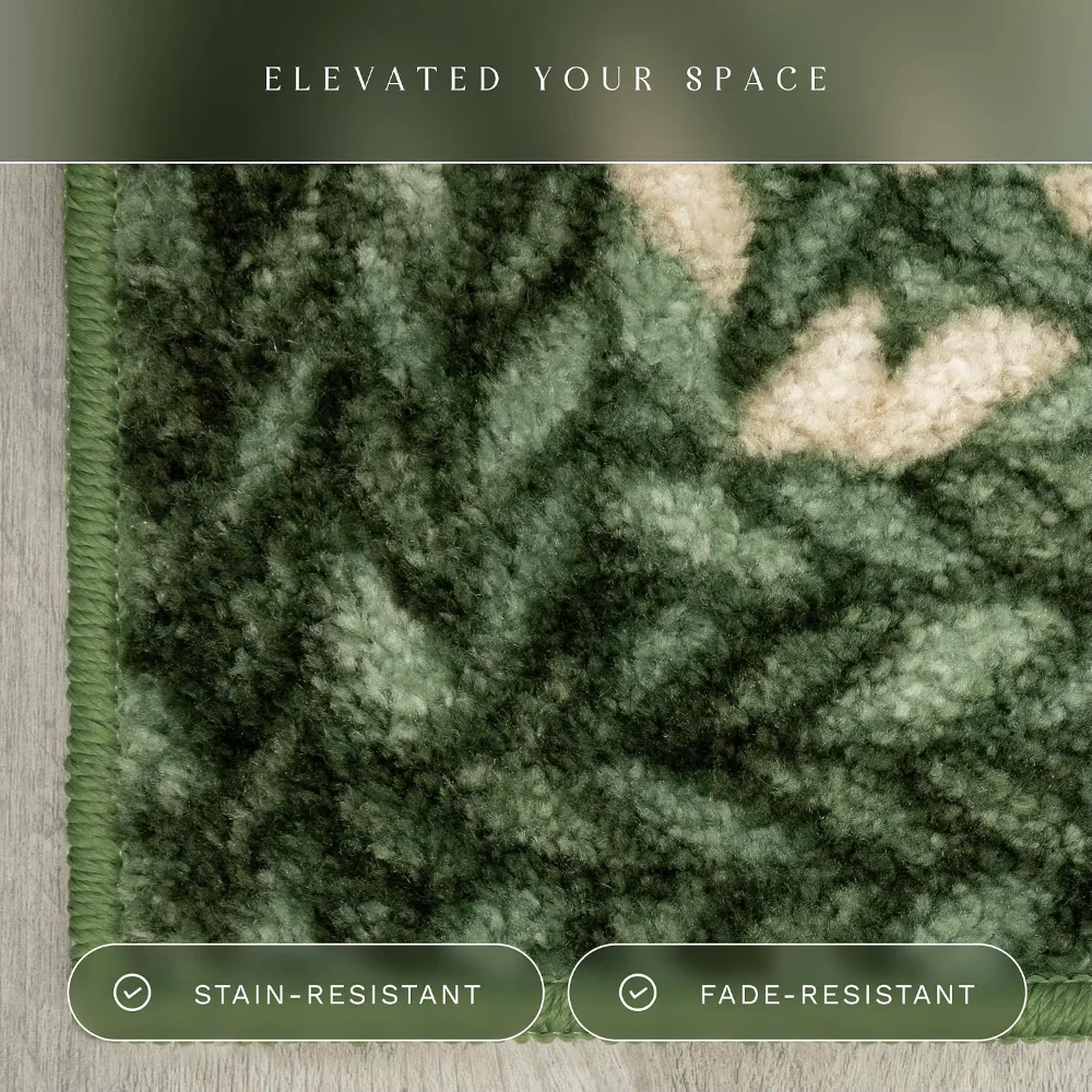 Marion Bohemian Braided-Style Print Area Rug, 4'9" x 7', Green, view 5