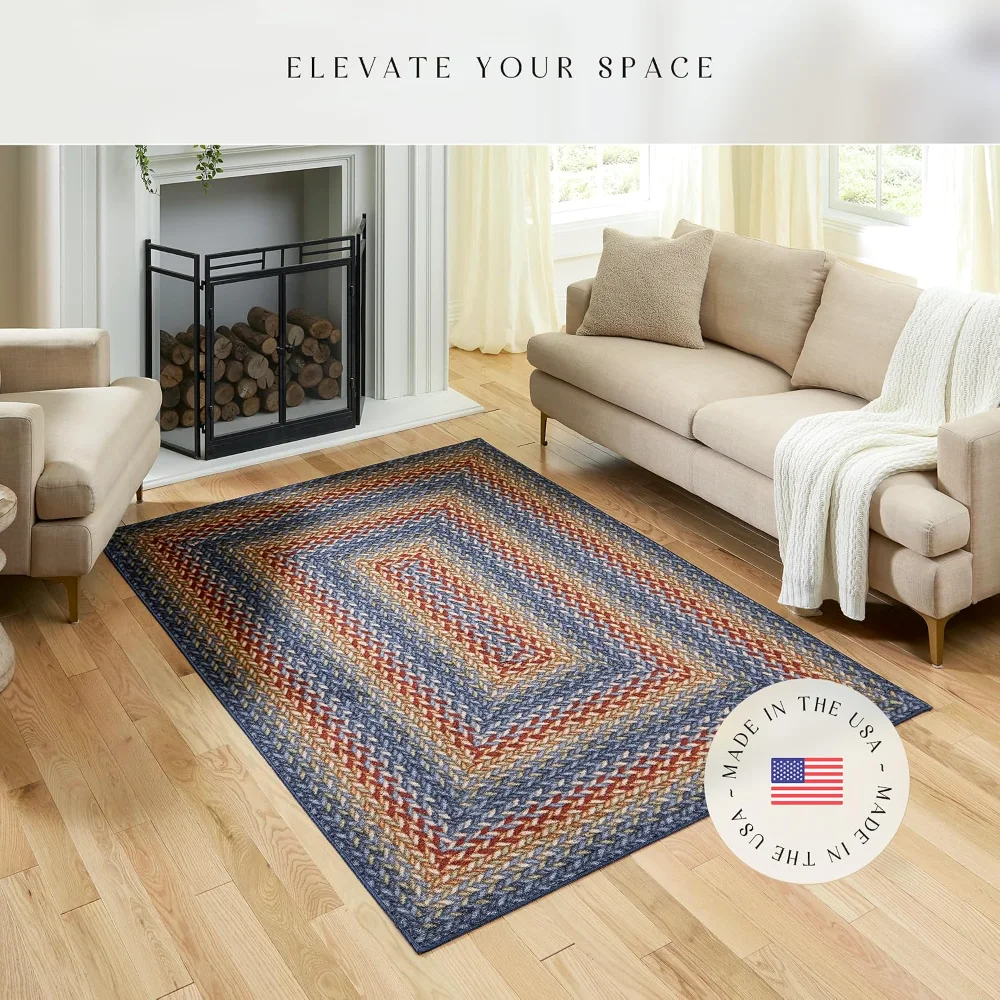Marion Bohemian Braided-Style Print Area Rug, 4'9" x 7', Multi Color, view 2