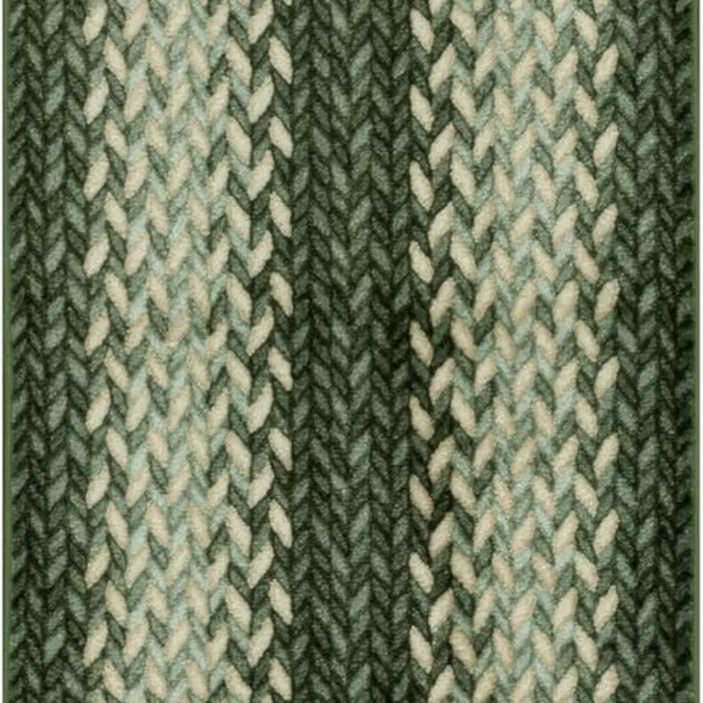 Marion Bohemian Braided-Style Print Runner, 2' x 6', Green