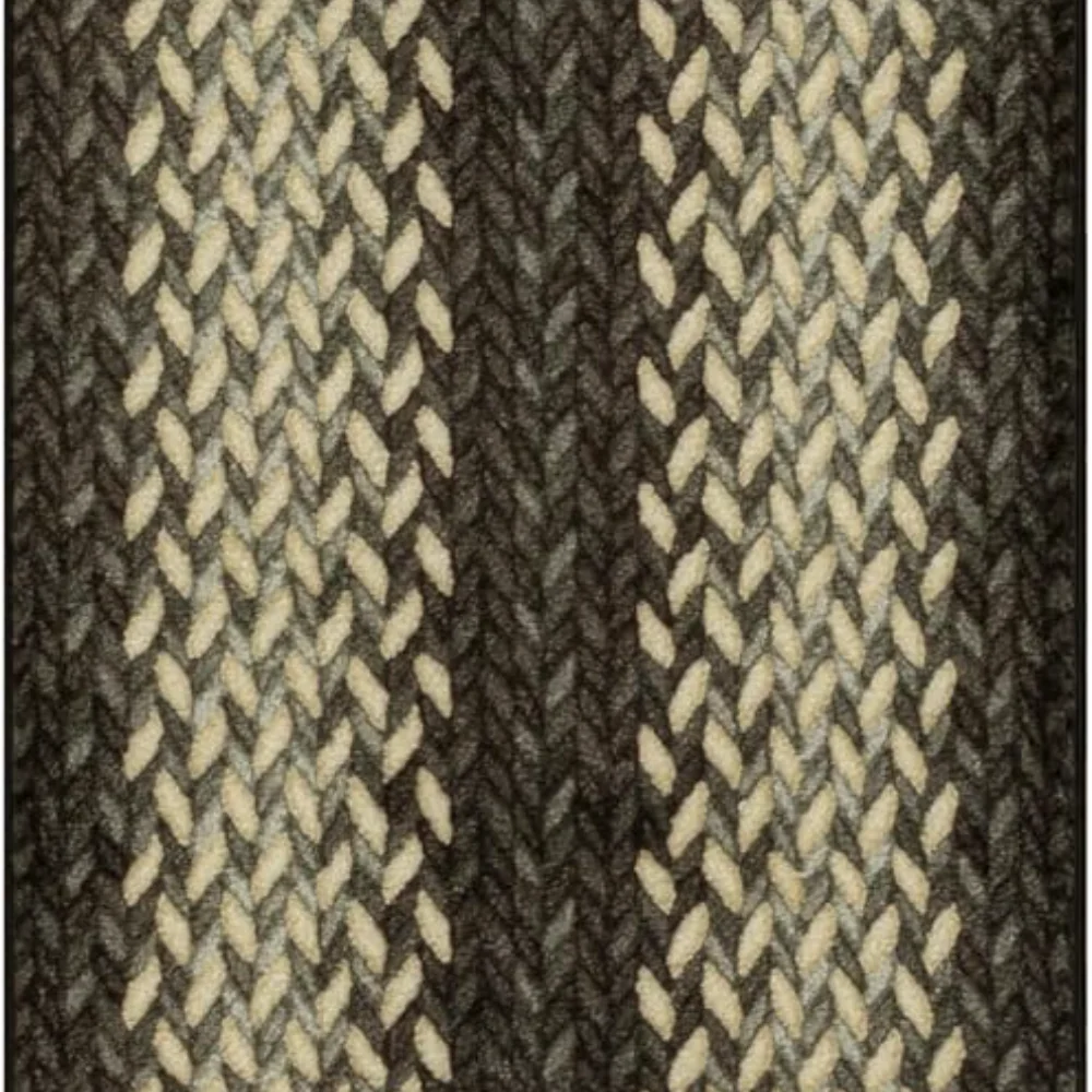 Marion Bohemian Braided-Style Print Runner, 2' x 8', Black