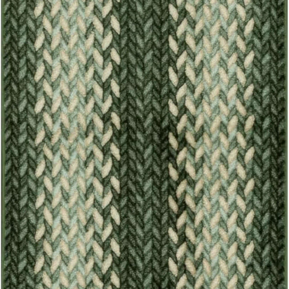 Marion Bohemian Braided-Style Print Runner, 2' x 8', Green