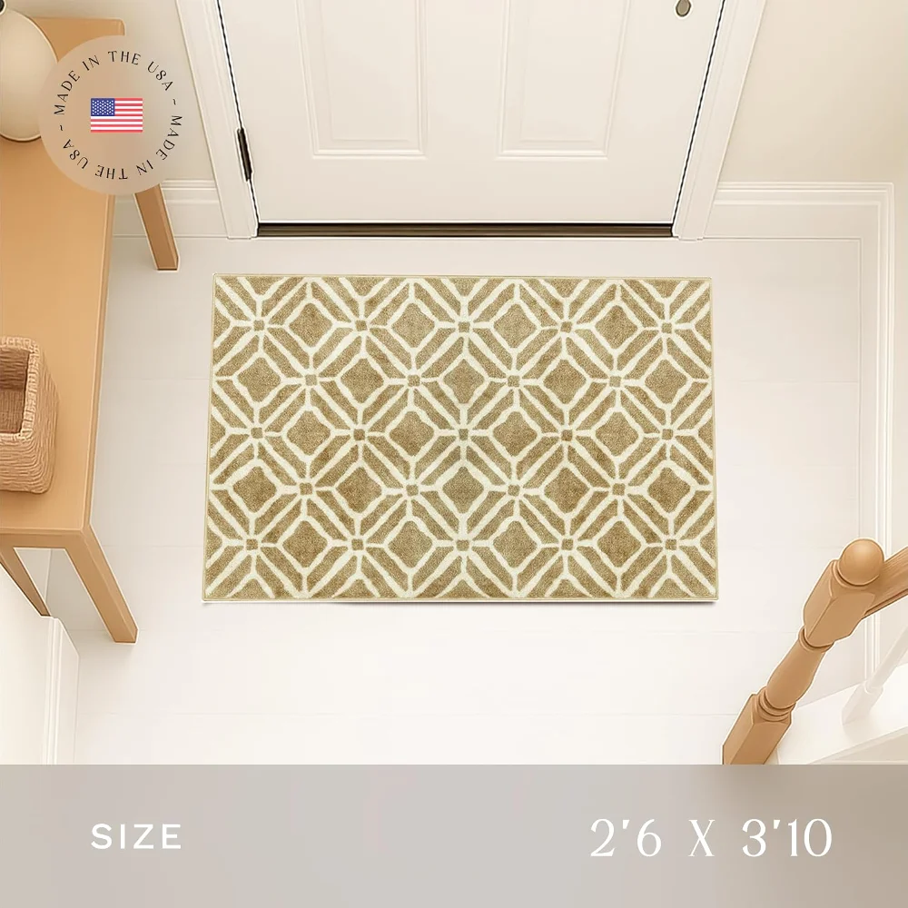 Moderna Geometric Accent Rug, 34" x 20", Beige, view 2