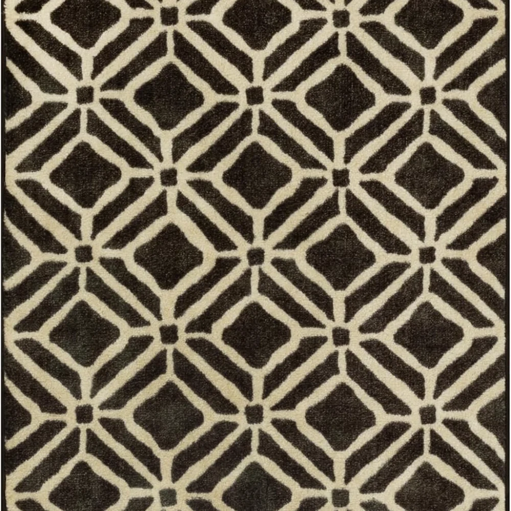 Moderna Geometric Accent Rug, 34" x 20", Black