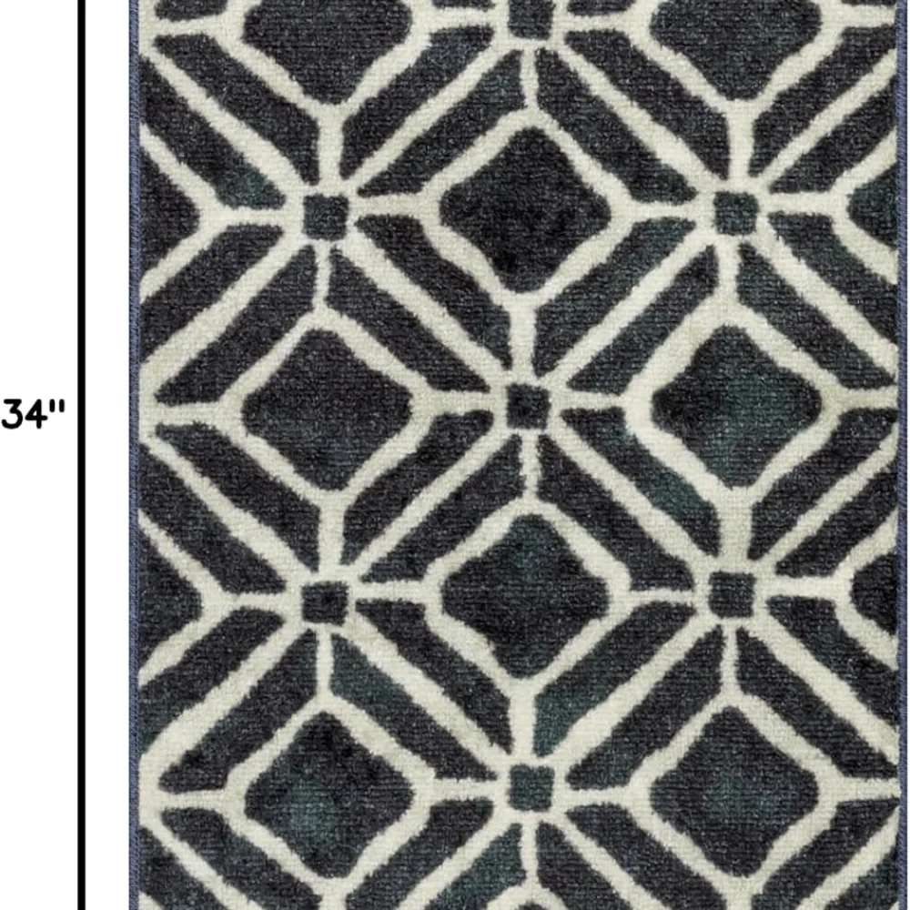 Moderna Geometric Accent Rug, 34" x 20", Dark Blue, view 2