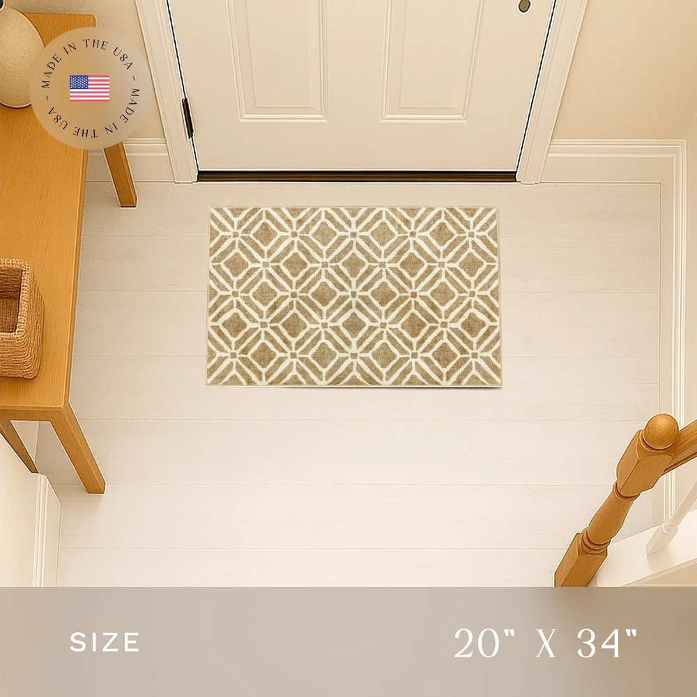 Moderna Geometric Accent Rug, 46" x 30", Beige, view 2