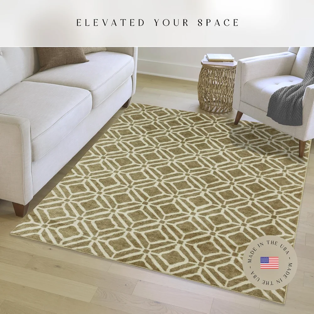 Moderna Geometric Area Rug, 4'9" x 7', Beige, view 2