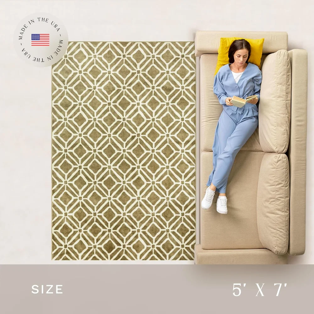 Moderna Geometric Area Rug, 4'9" x 7', Beige, view 3