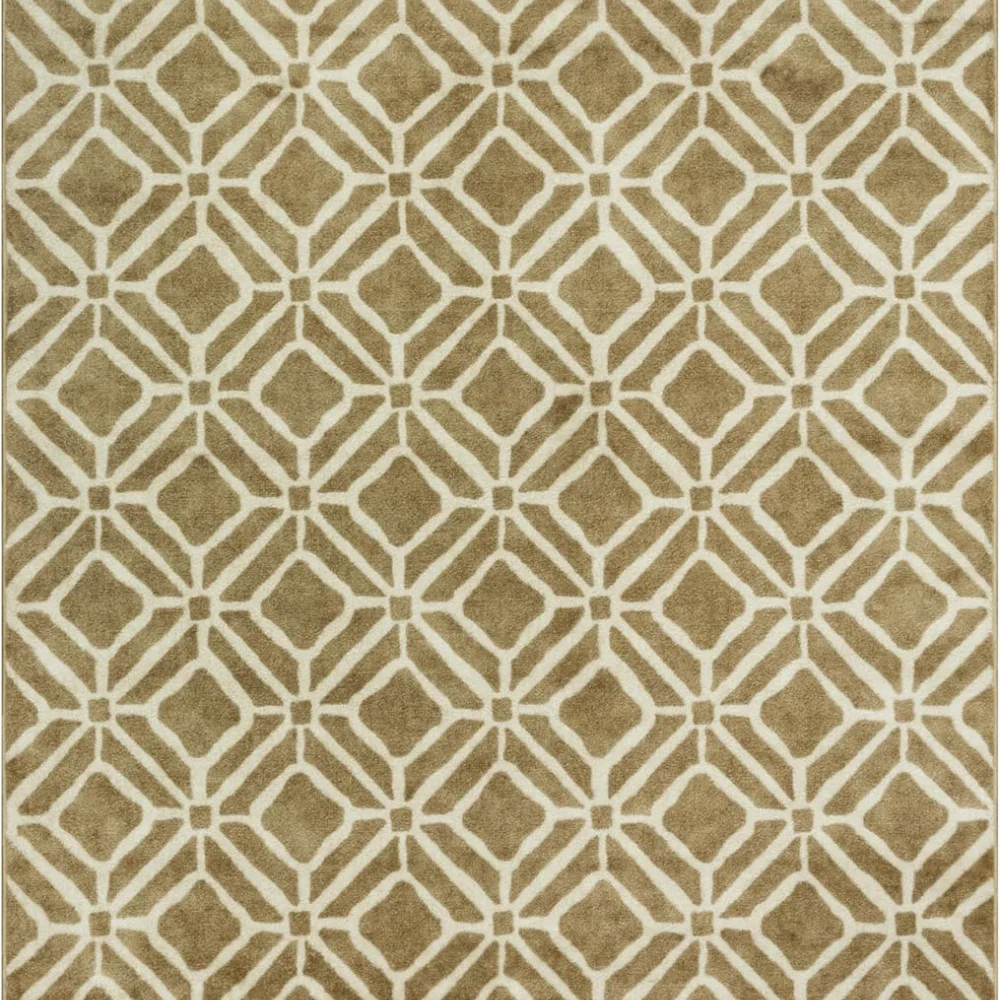 Moderna Geometric Area Rug, 4'9" x 7', Beige