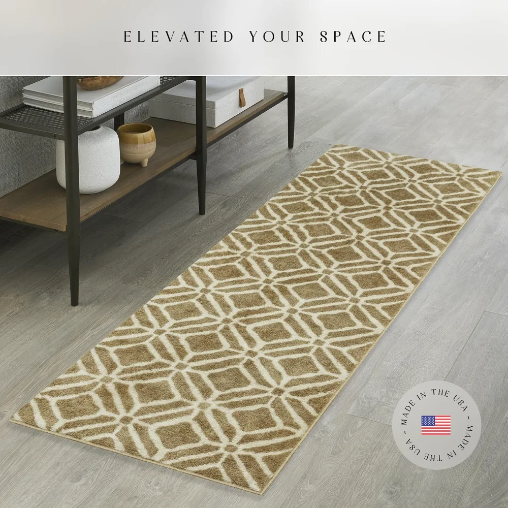 Moderna Geometric Runner, 2' x 6', Beige, view 2