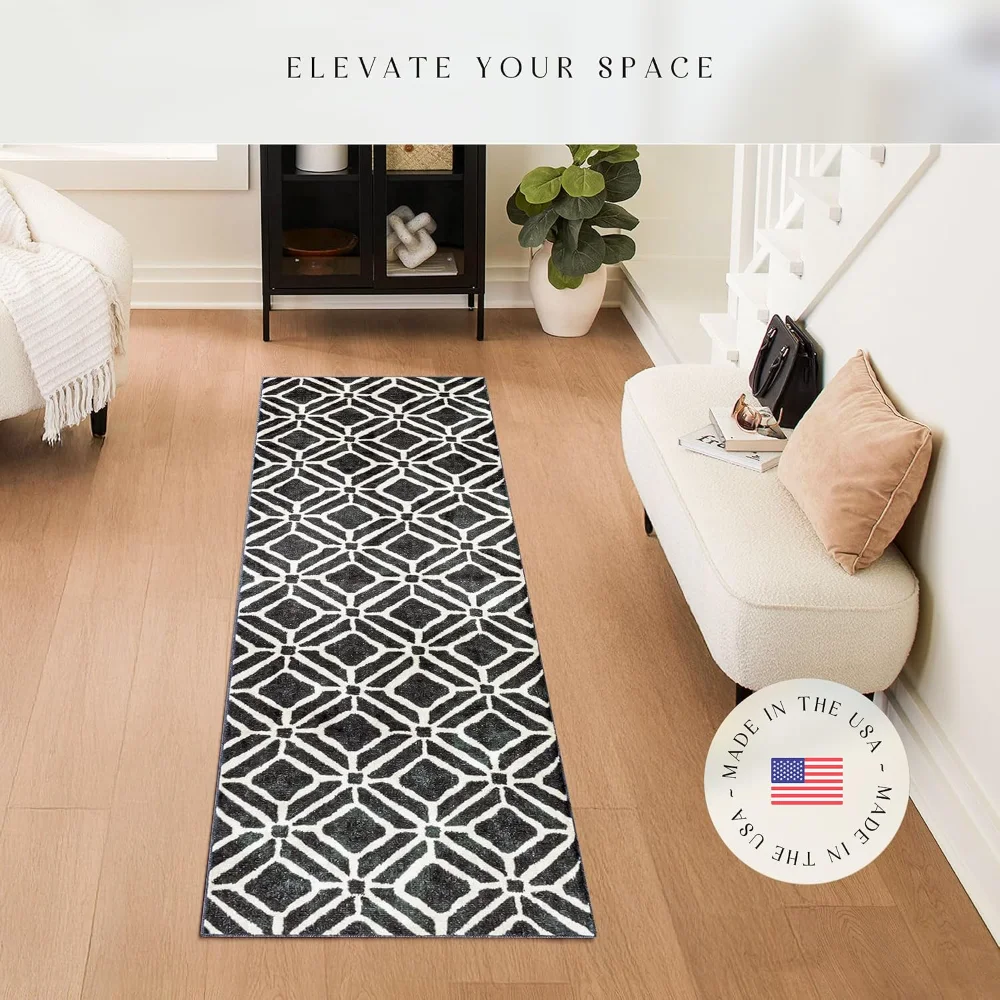 Moderna Geometric Runner, 2' x 6', Dark Blue, view 2
