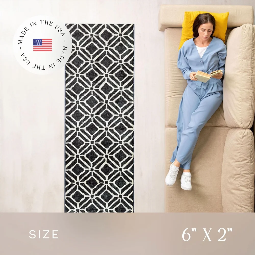 Moderna Geometric Runner, 2' x 6', Dark Blue, view 3