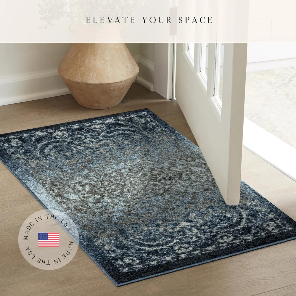 Pelham Vintage Medallion Accent Rug, 1'8" x 2'10", Navy, view 3