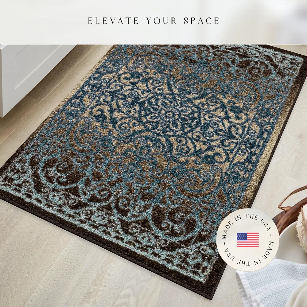 Pelham Vintage Medallion Accent Rug, 2'6" x 3'10", Blue, view 3
