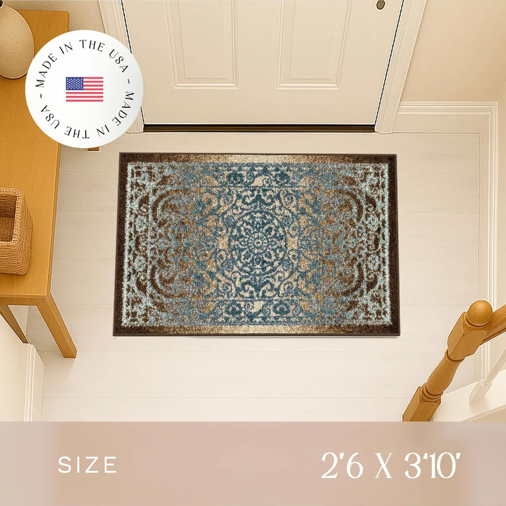 Pelham Vintage Medallion Accent Rug, 2'6" x 3'10", Blue, view 4
