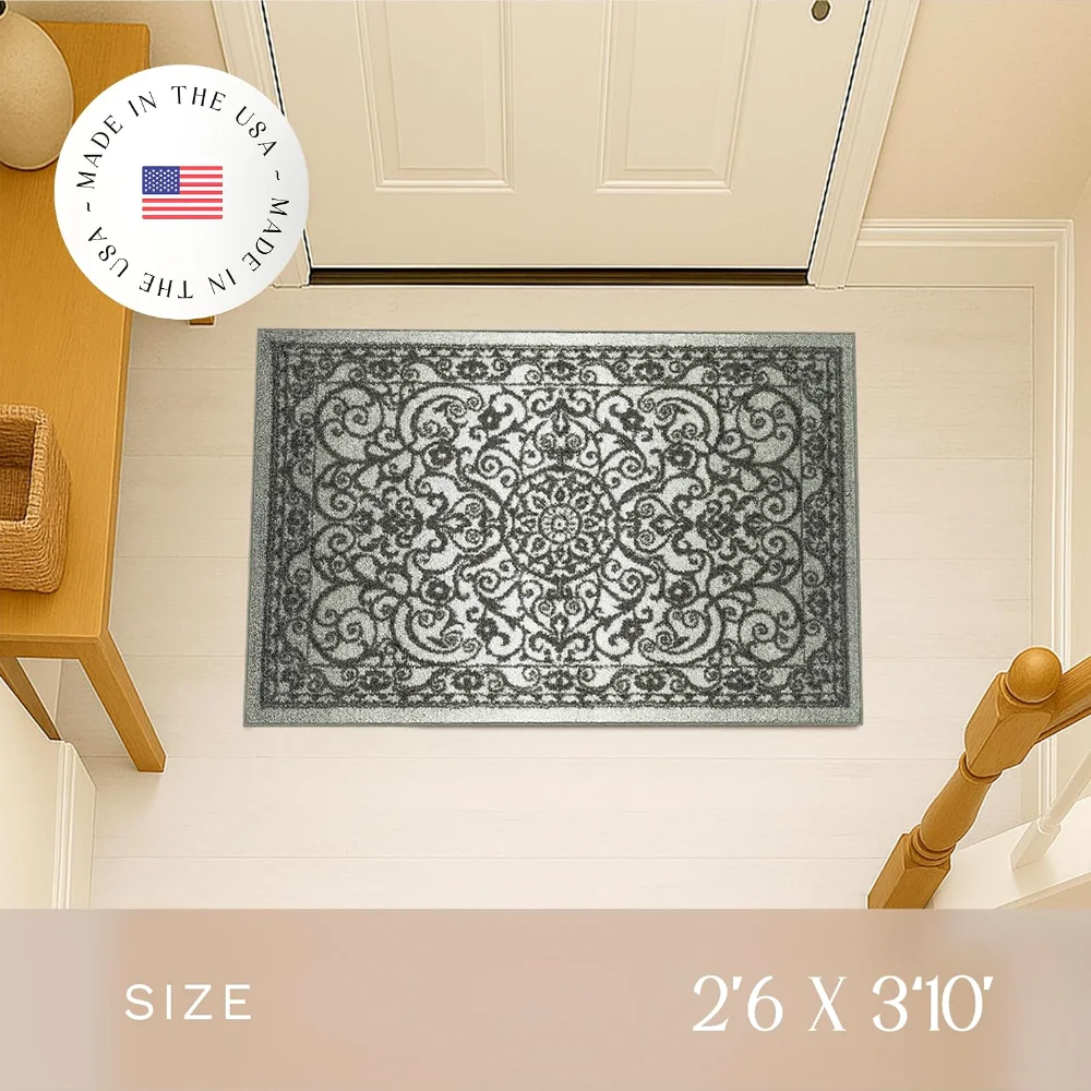 Pelham Vintage Medallion Accent Rug, 2'6" x 3'10", Grey, view 2